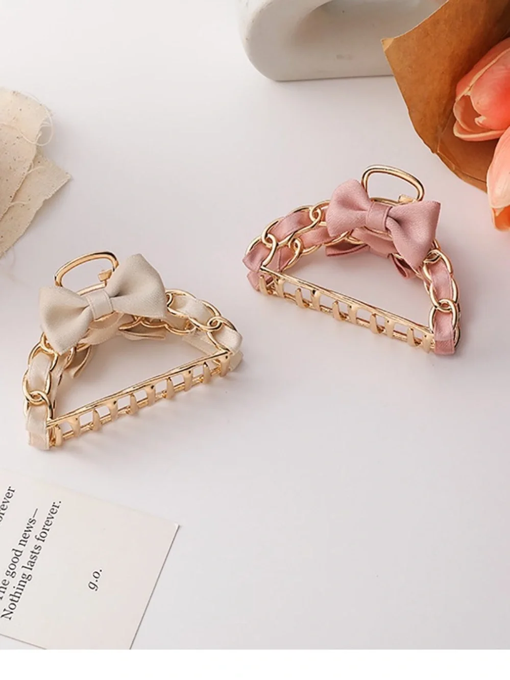 Juicy Couture Navy Velvet Bow Hair Clips with Gold-Tone & Pink Accent Clips